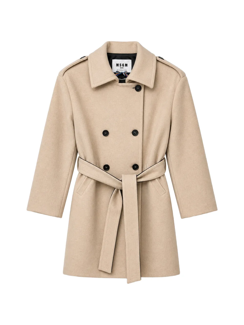 MSGM Kids double-breasted belted coat - Toni neutri