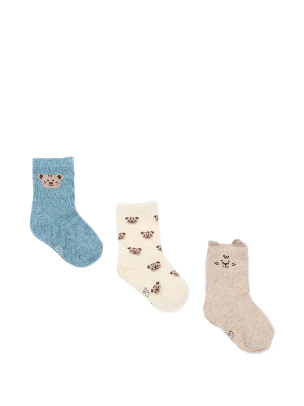 Mayoral Drie paar sokken met beerprint Beige
