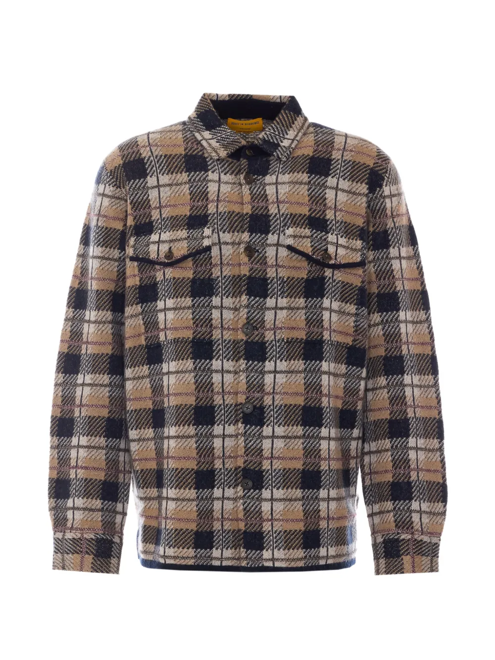 Guest In Residence check-motif knitted shirt