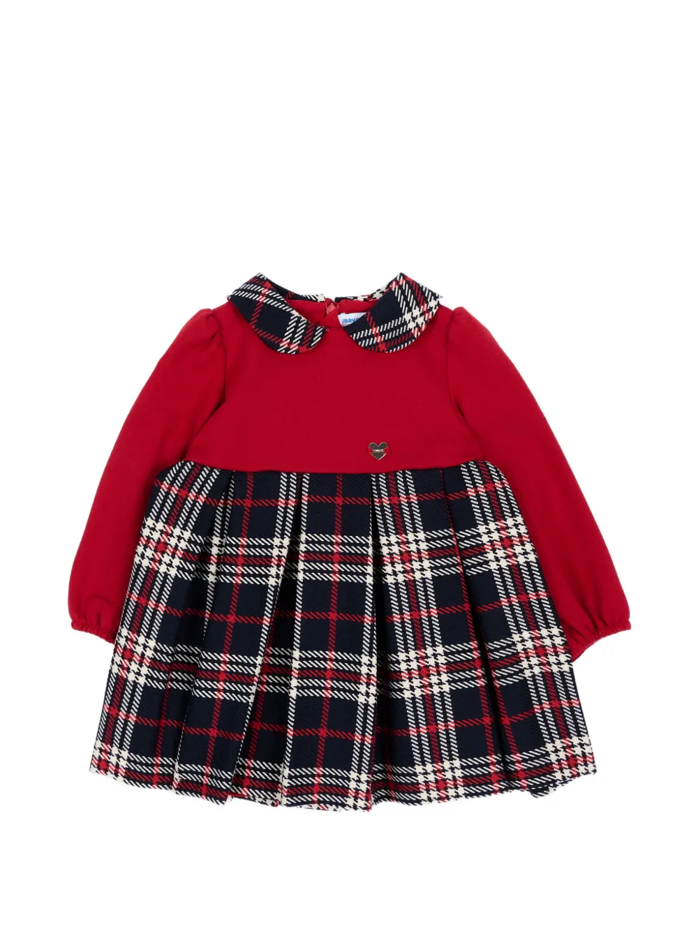 Mayoral robe plissée à motif tartan - Rouge