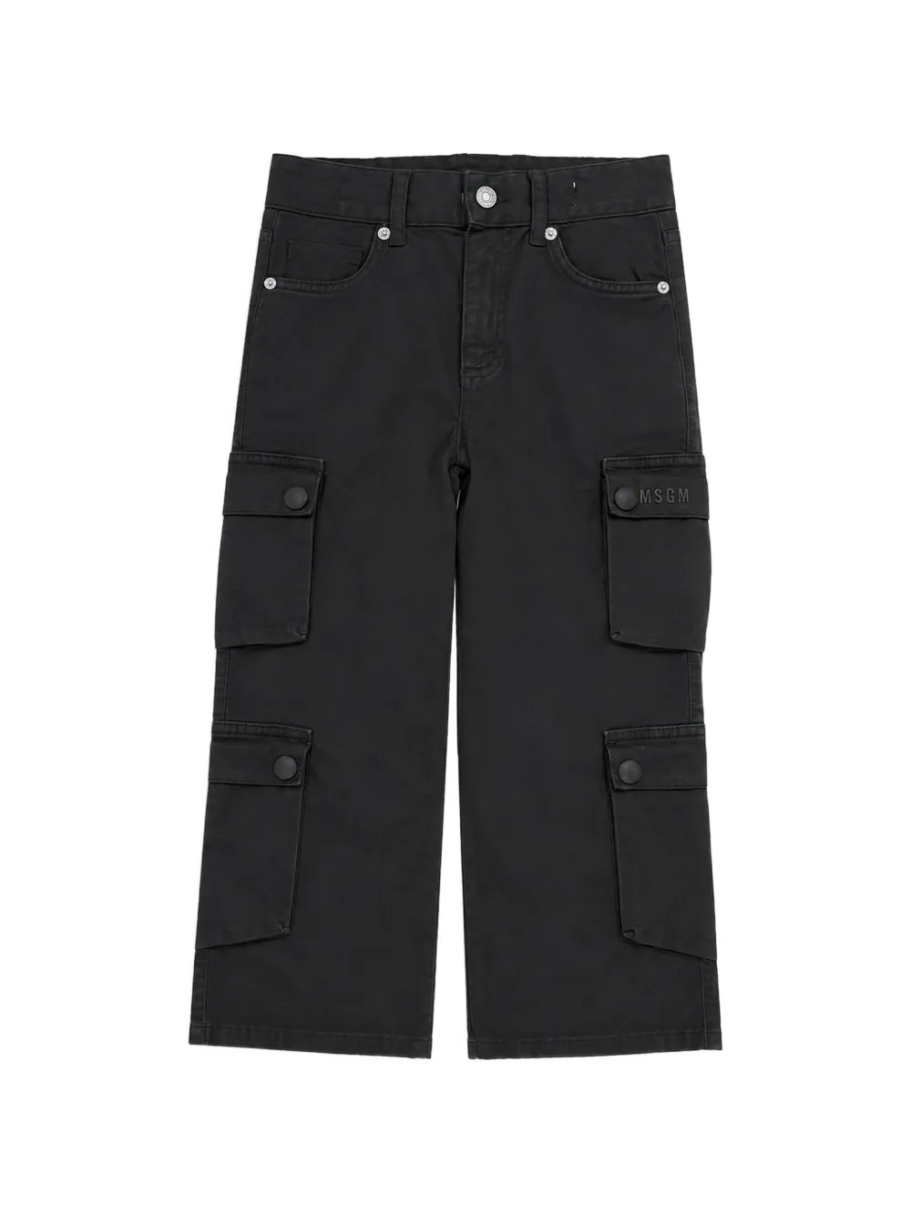 MSGM Kids logo-patch cargo trousers - Nero