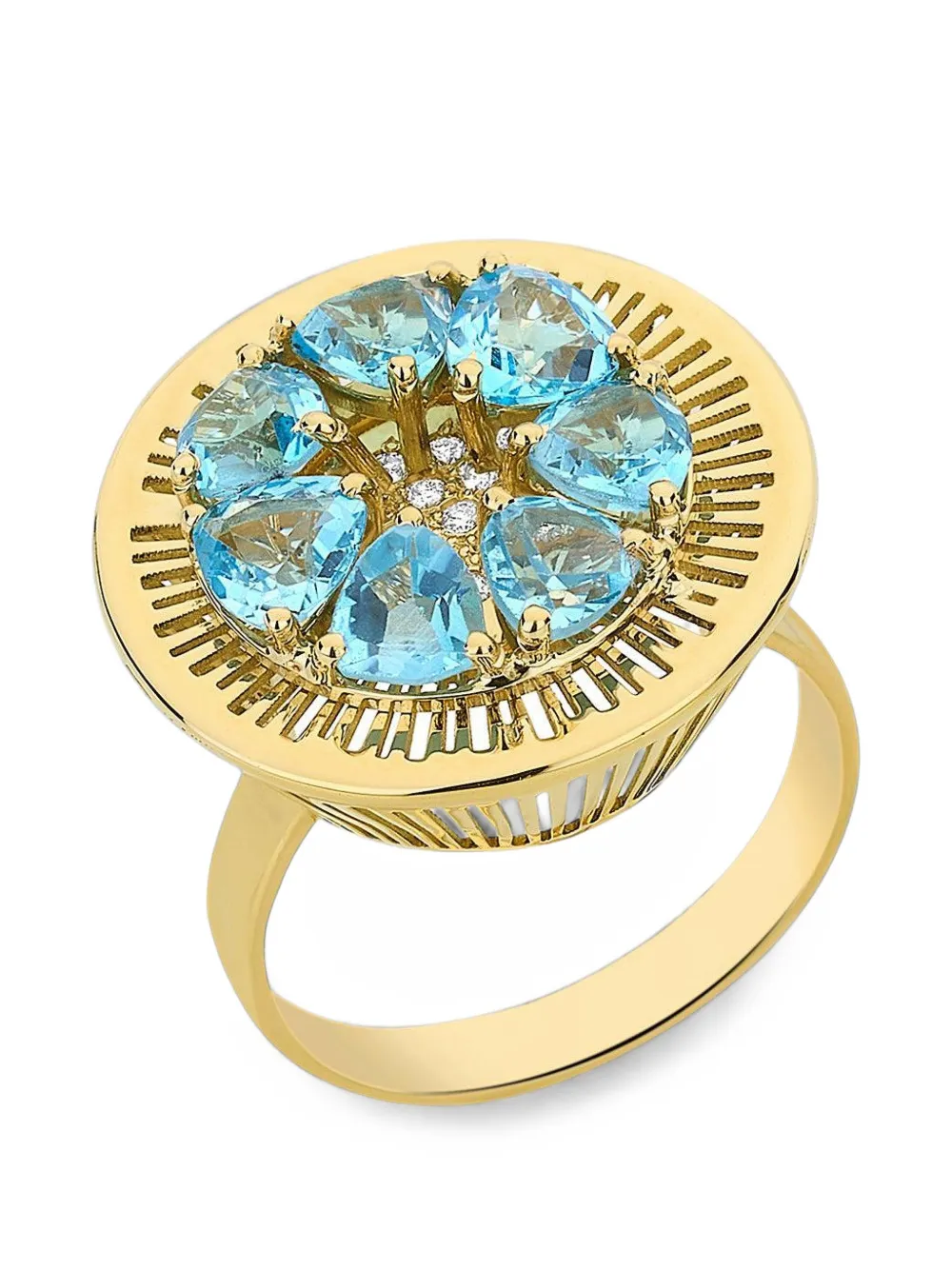 Carol Kauffmann Explosion blue topaz and diamond ring - Oro