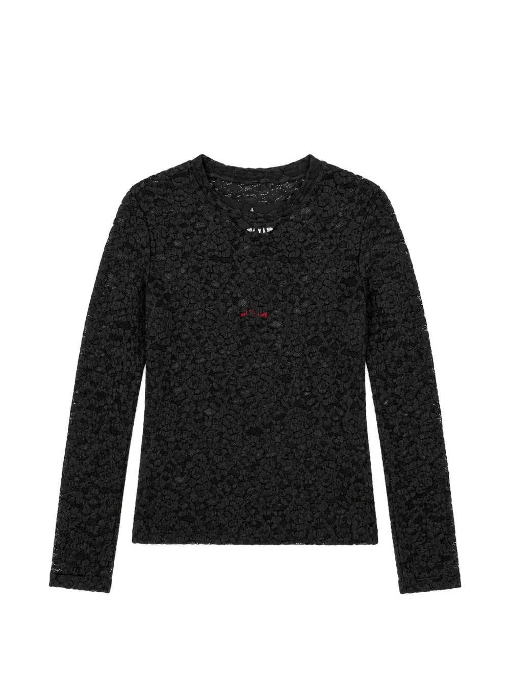 MSGM Kids 长袖花卉蕾丝上衣 | 黑色 | Image 1