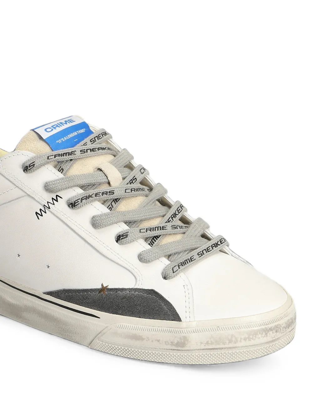 Crime London Deconstructed suede-panelled distressed-finish sneakers Wit
