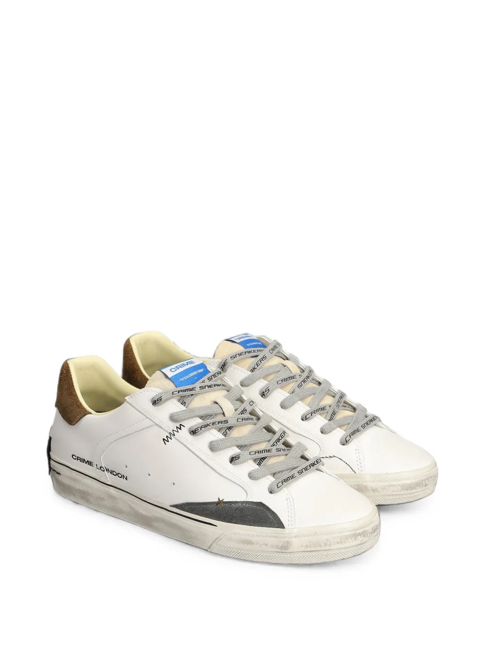 Crime London Deconstructed suede-panelled distressed-finish sneakers Wit