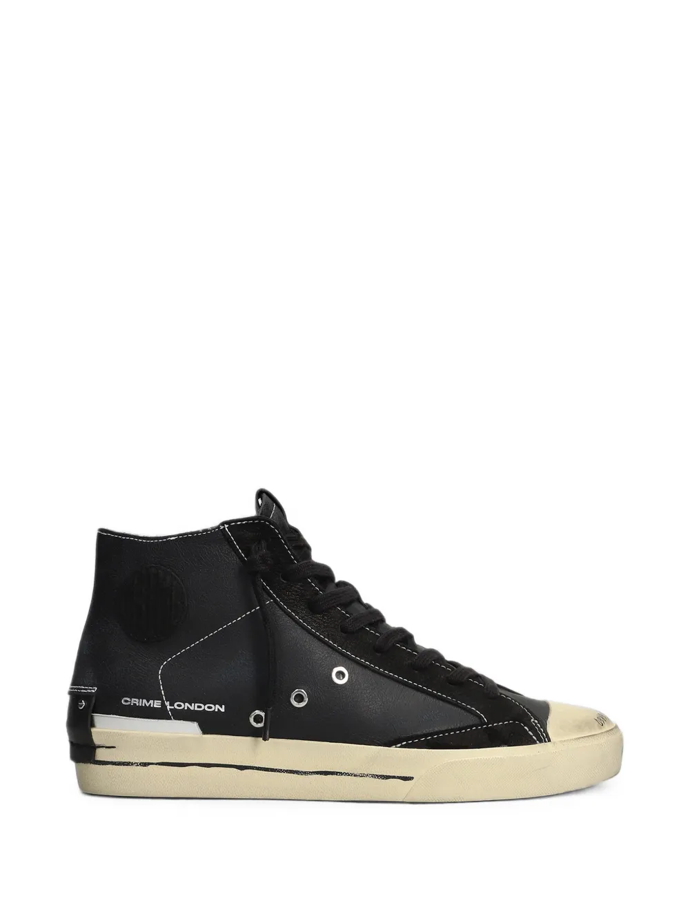Crime London distressed-effect high-top sneakers