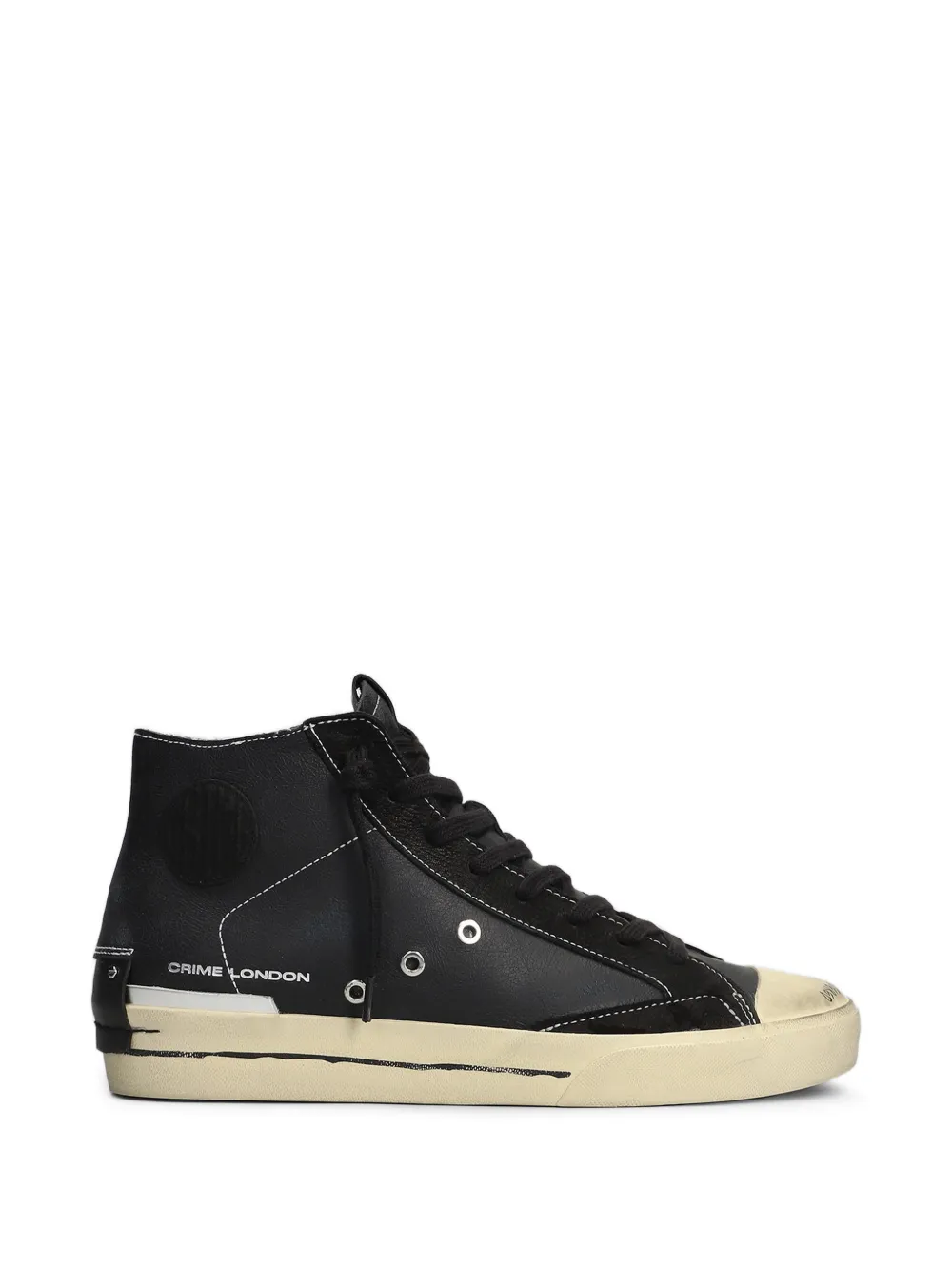 Crime London distressed-effect high-top sneakers