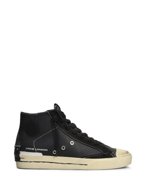 Crime London distressed-effect high-top sneakers