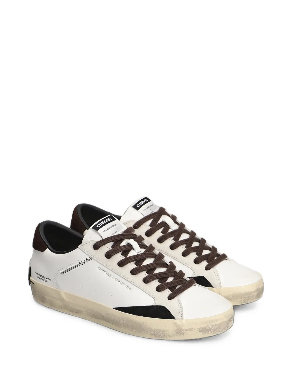 Crime London Distressed leren sneakers Wit