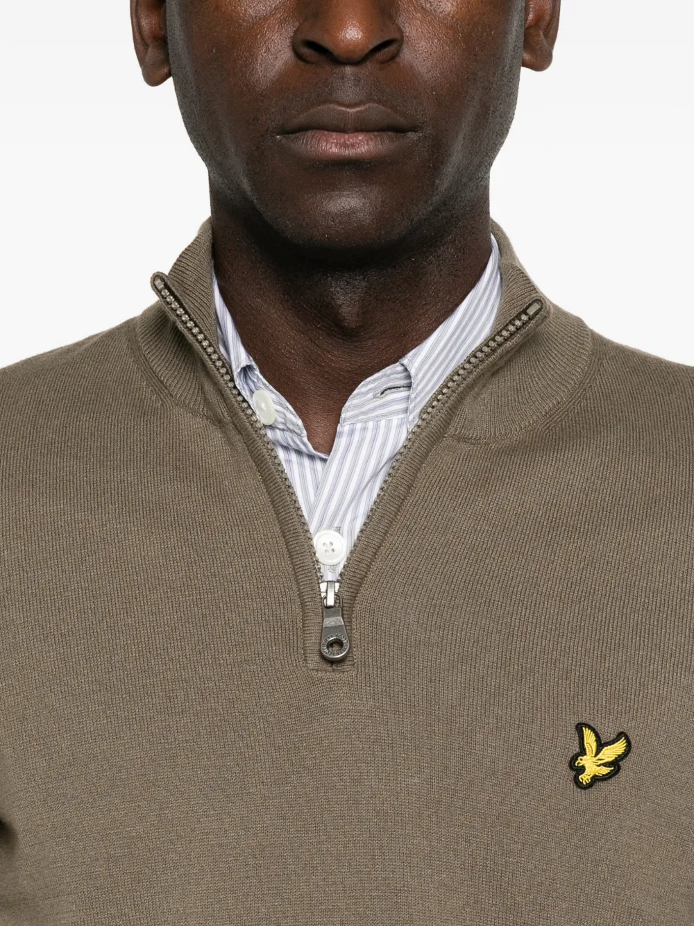 Lyle & Scott Trui met logo-patch en kwartrits Groen