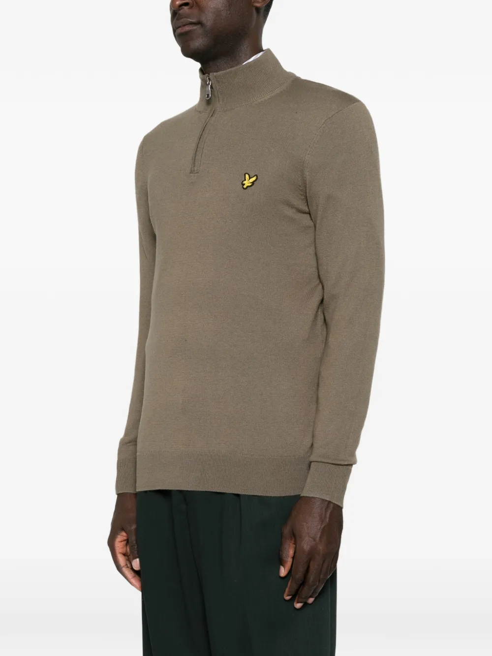 Lyle & Scott Trui met logo-patch en kwartrits Groen