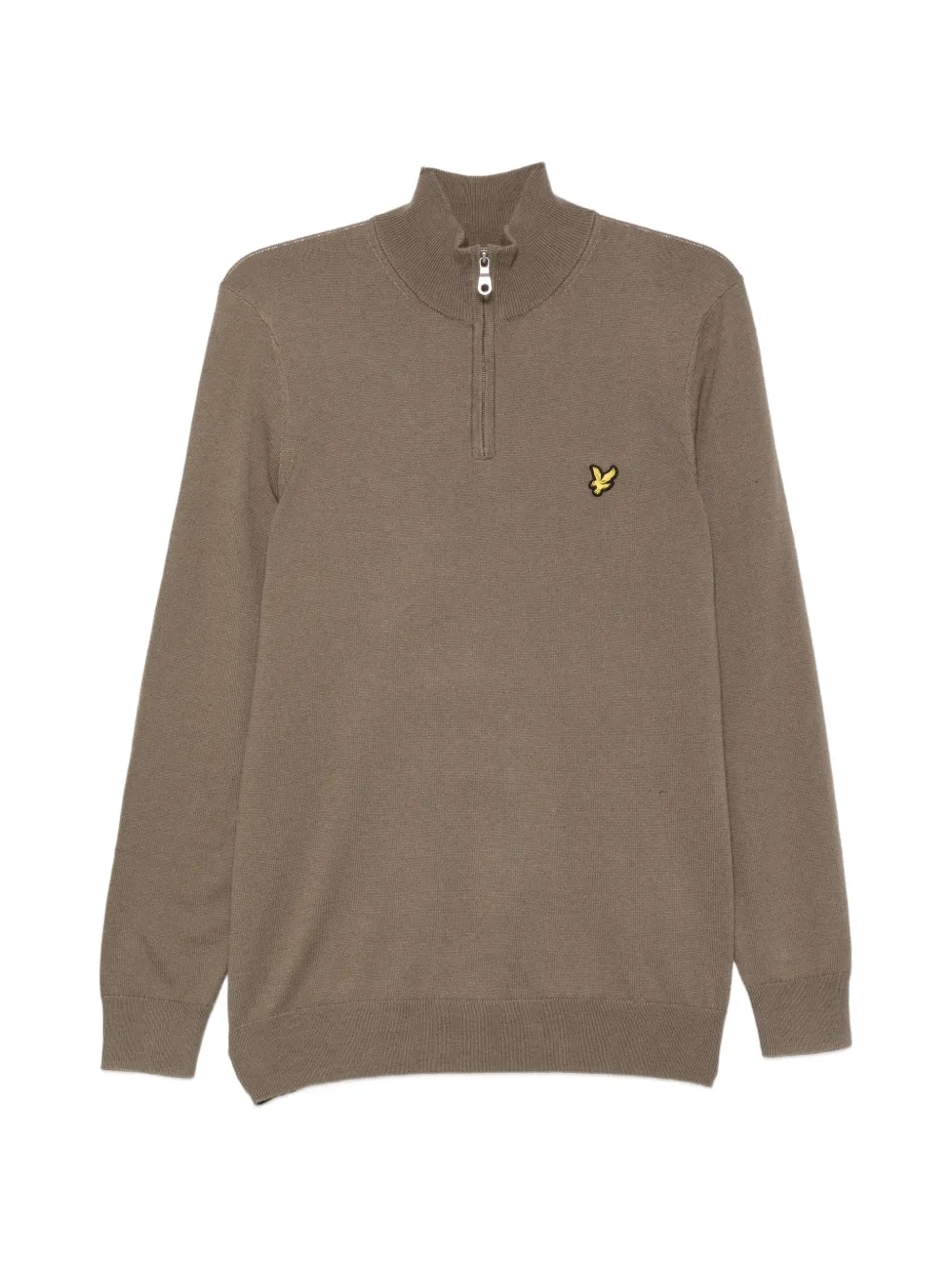 Lyle & Scott Quarter-zip Logo-patch Sweater In Green