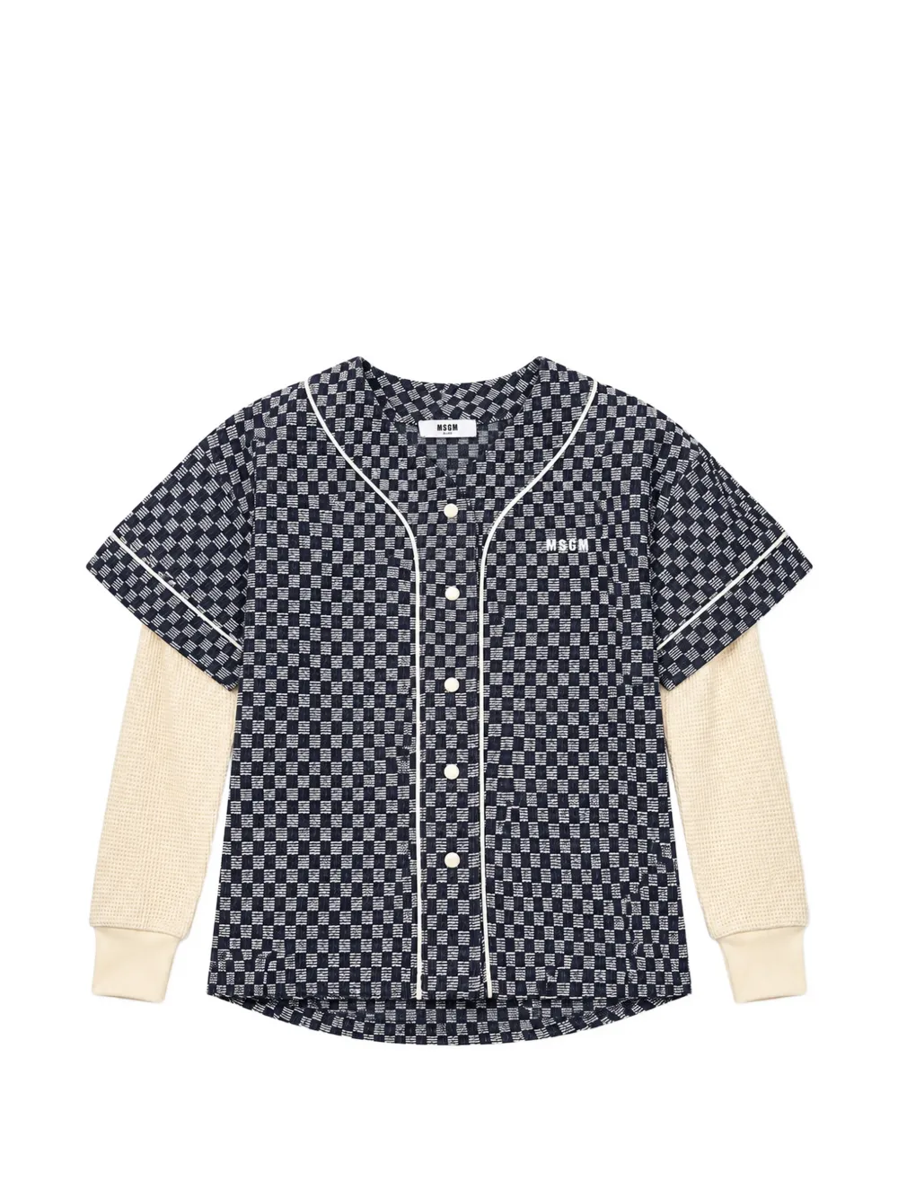 MSGM Kids check layered-sleeve shirt - Blu