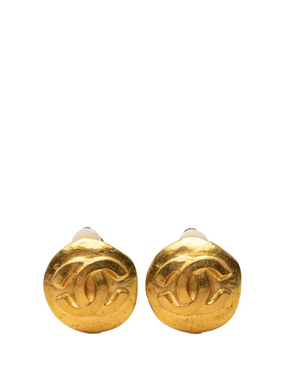 CHANEL Pre-Owned 1995 CC Gold Plated Round Clip On Earrings costume earrings - Oro