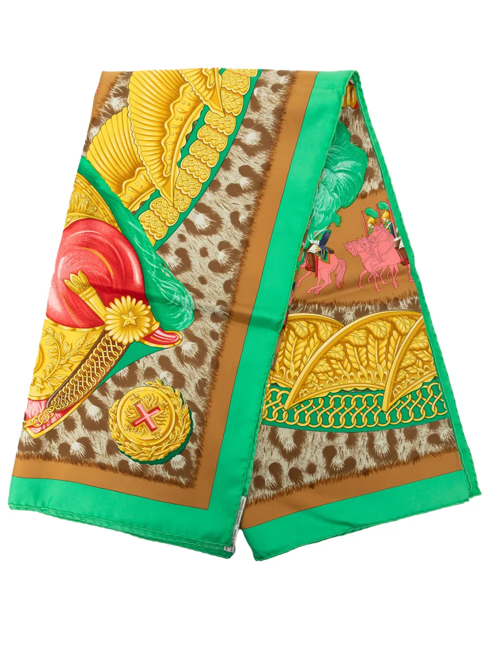 Hermès Pre-Owned 1990-2020 Casques et Plumets Silk Scarf 90 scarves - Marrone