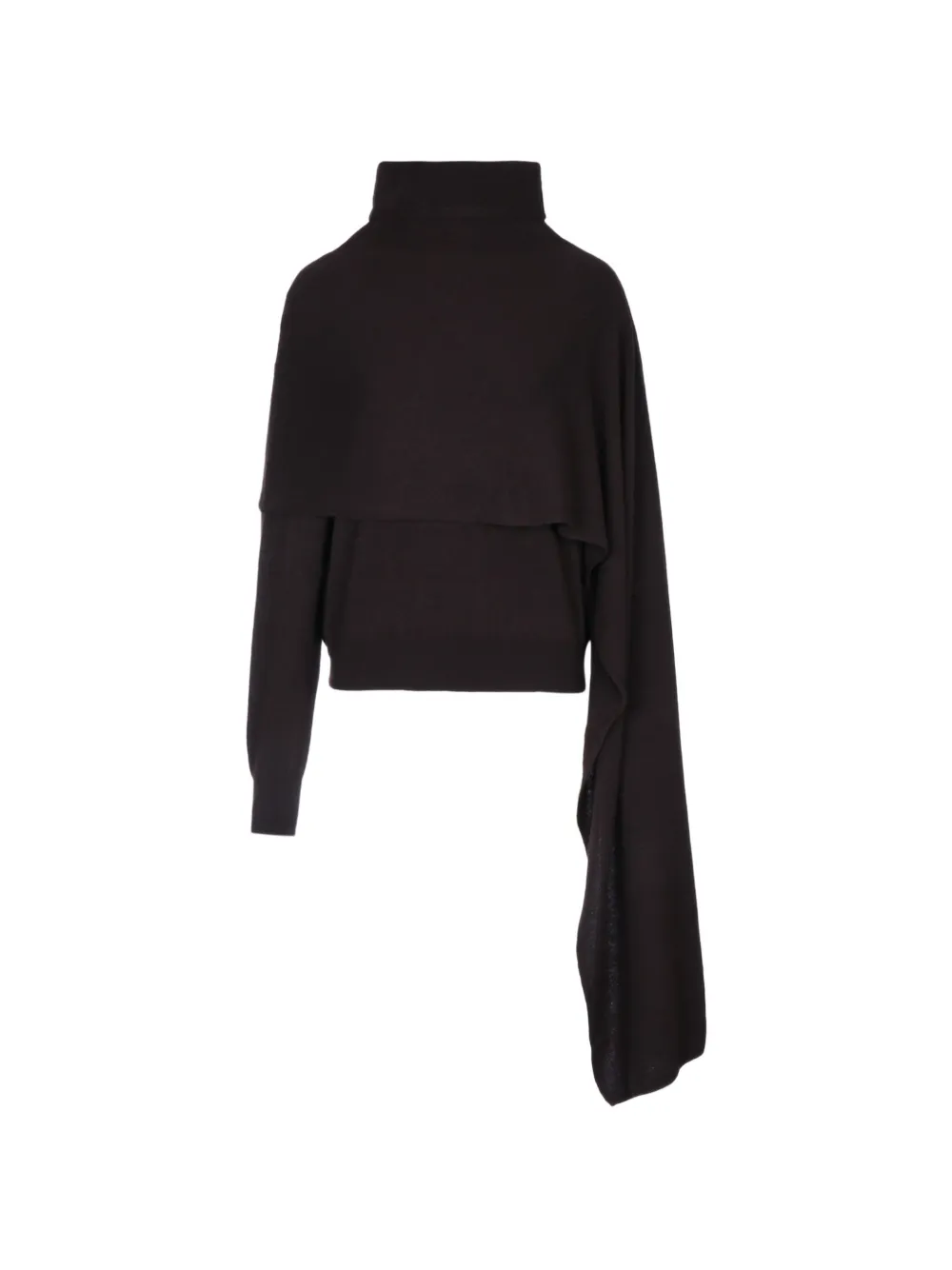 THE ANDAMANE Asymmetrische sweater met gedrapeerd vlak Bruin