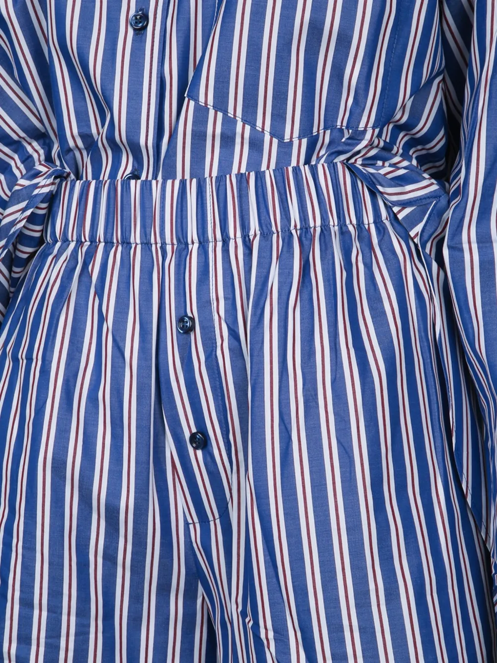 THE ANDAMANE Georgiana gestreepte blouse- en shortsset Blauw