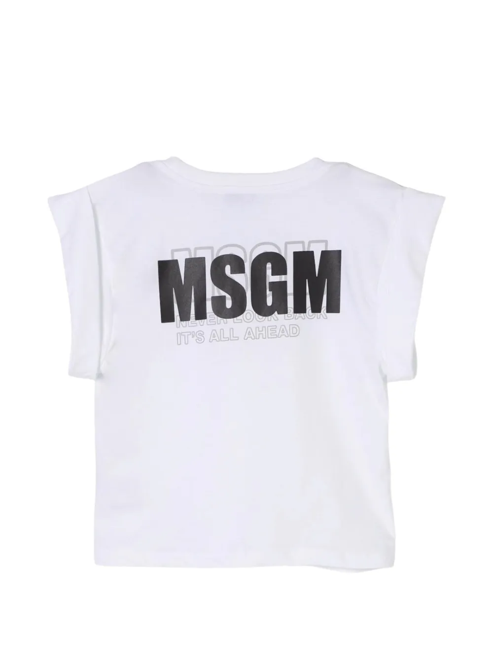 MSGM Kids logo-print cap-sleeve T-shirt Wit