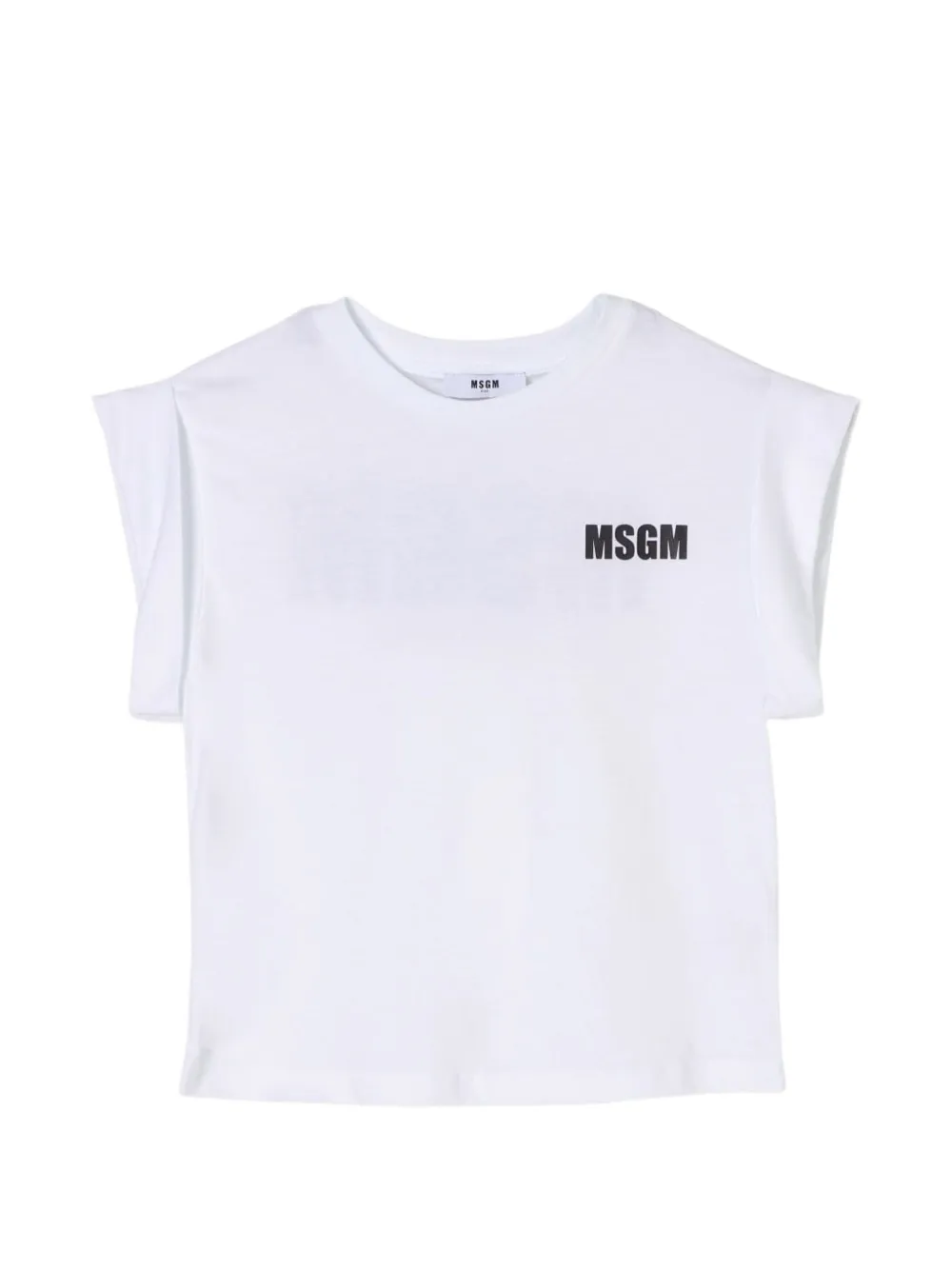 MSGM Kids logo-print cap-sleeve T-shirt Wit