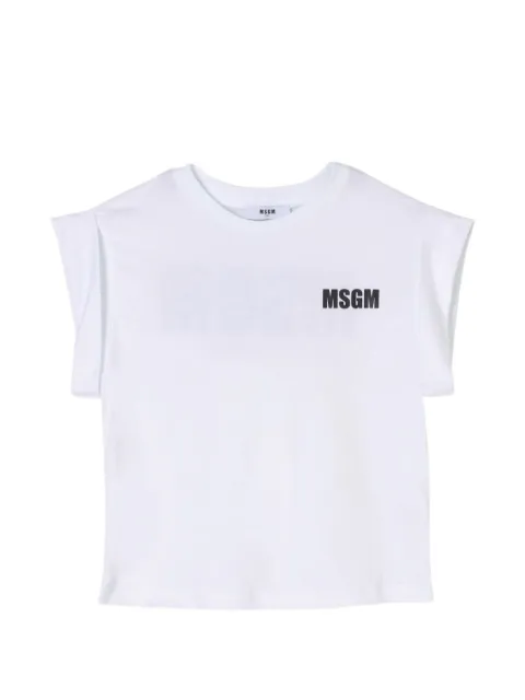 MSGM Kids logo-print cap-sleeve T-shirt