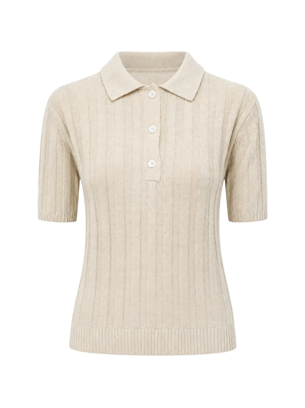 Max Mara ribbed-knit linen polo shirt - Toni neutri