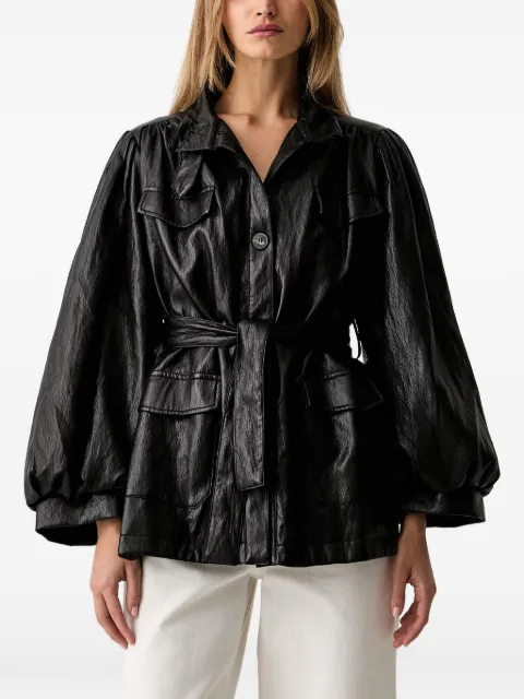 VICOLO belted puff-sleeve jacket