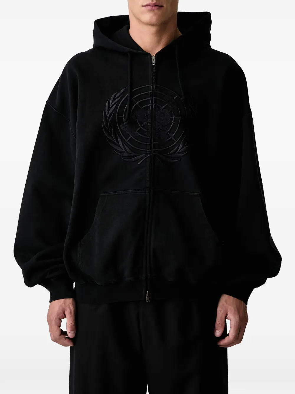 VETEMENTS Hoodie met geborduurd logo Zwart