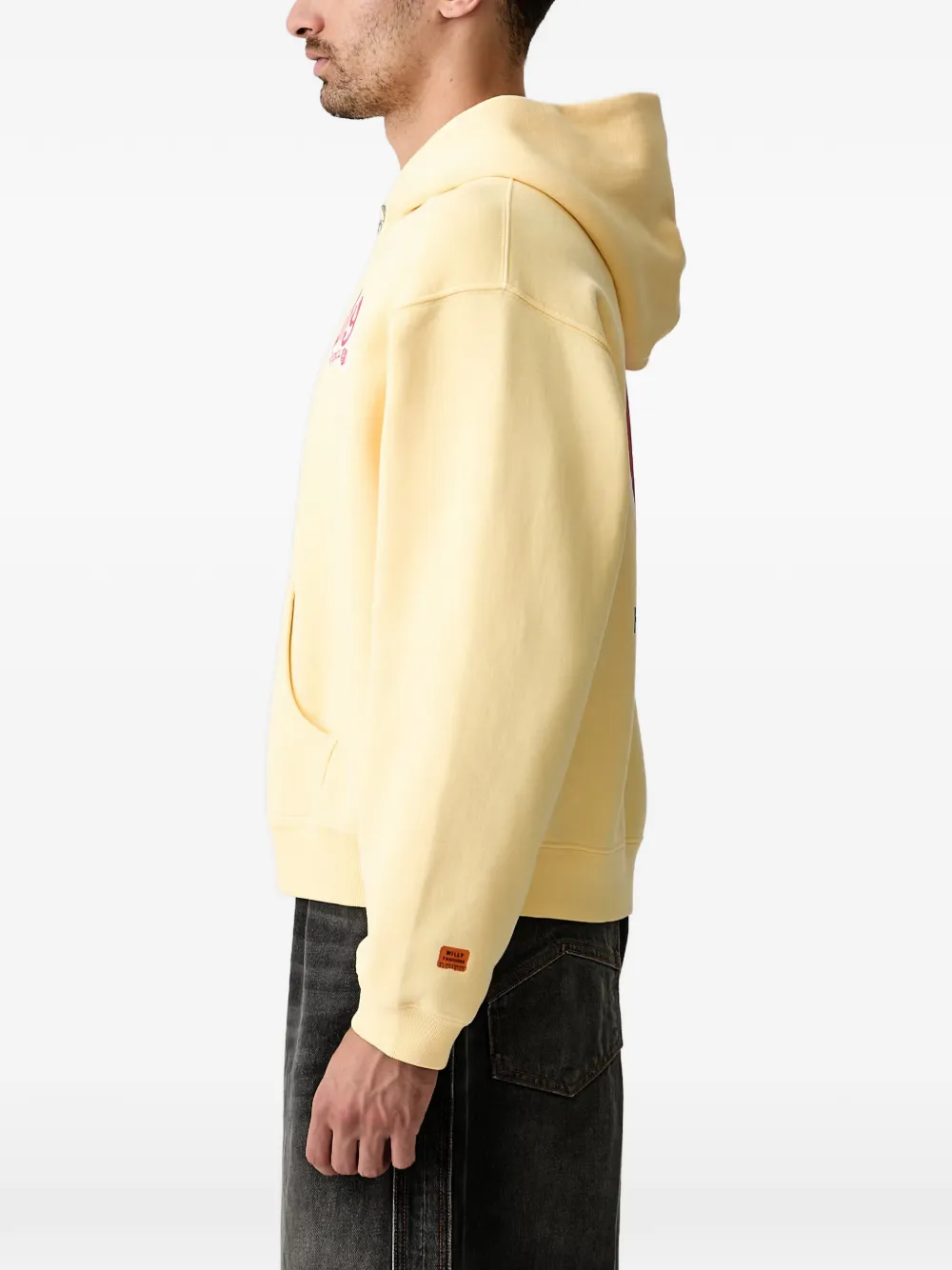 Willy Chavarria Hoodie met logoprint en rits Geel