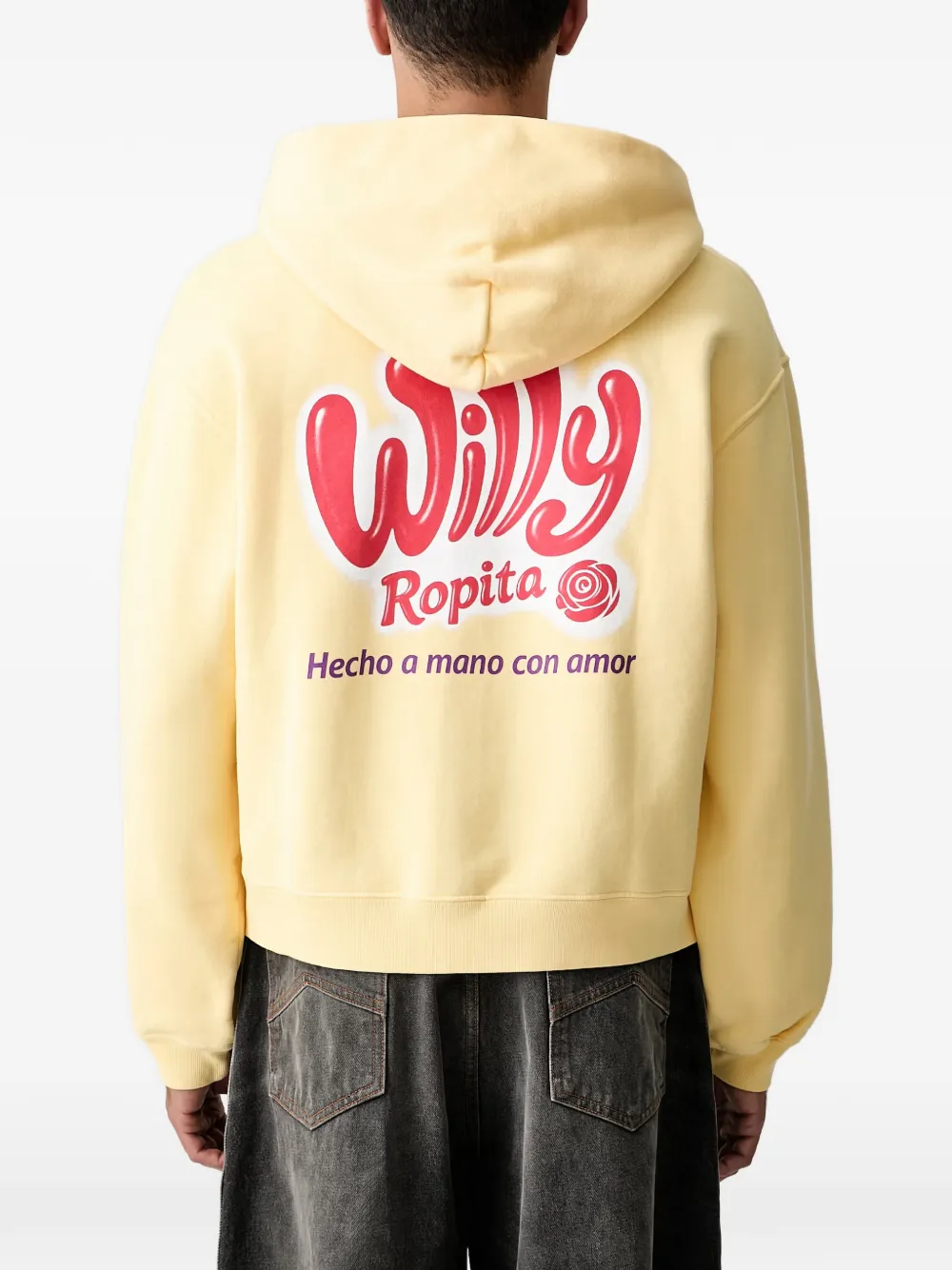 Willy Chavarria Hoodie met logoprint en rits Geel
