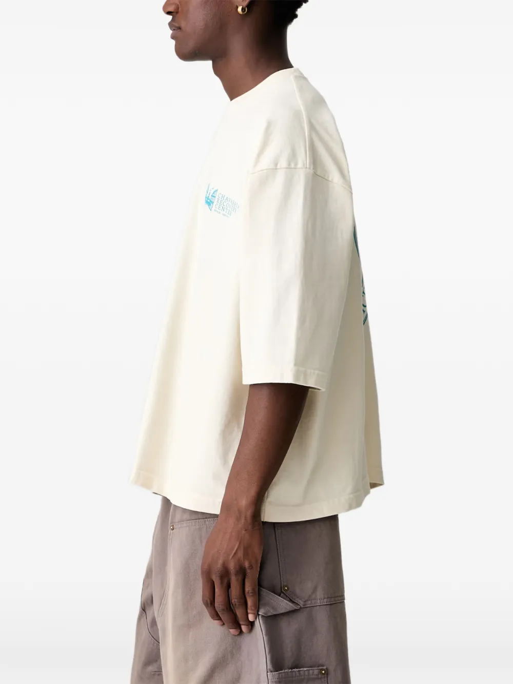 Willy Chavarria graphic-print oversized T-shirt Beige