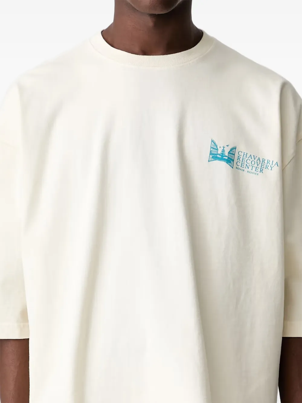 Willy Chavarria graphic-print oversized T-shirt Beige