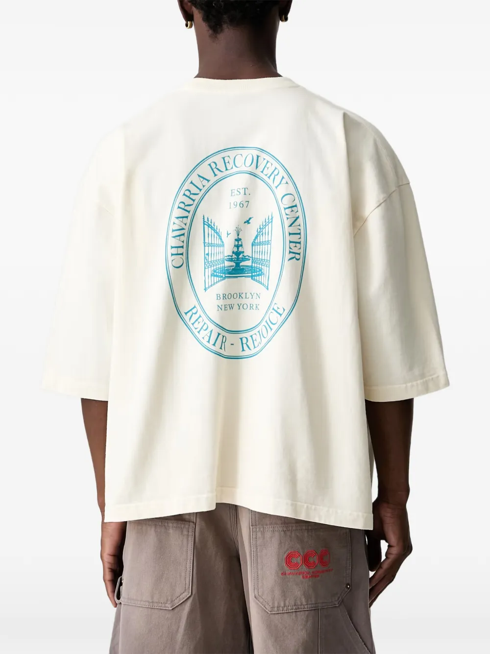 Willy Chavarria graphic-print oversized T-shirt Beige