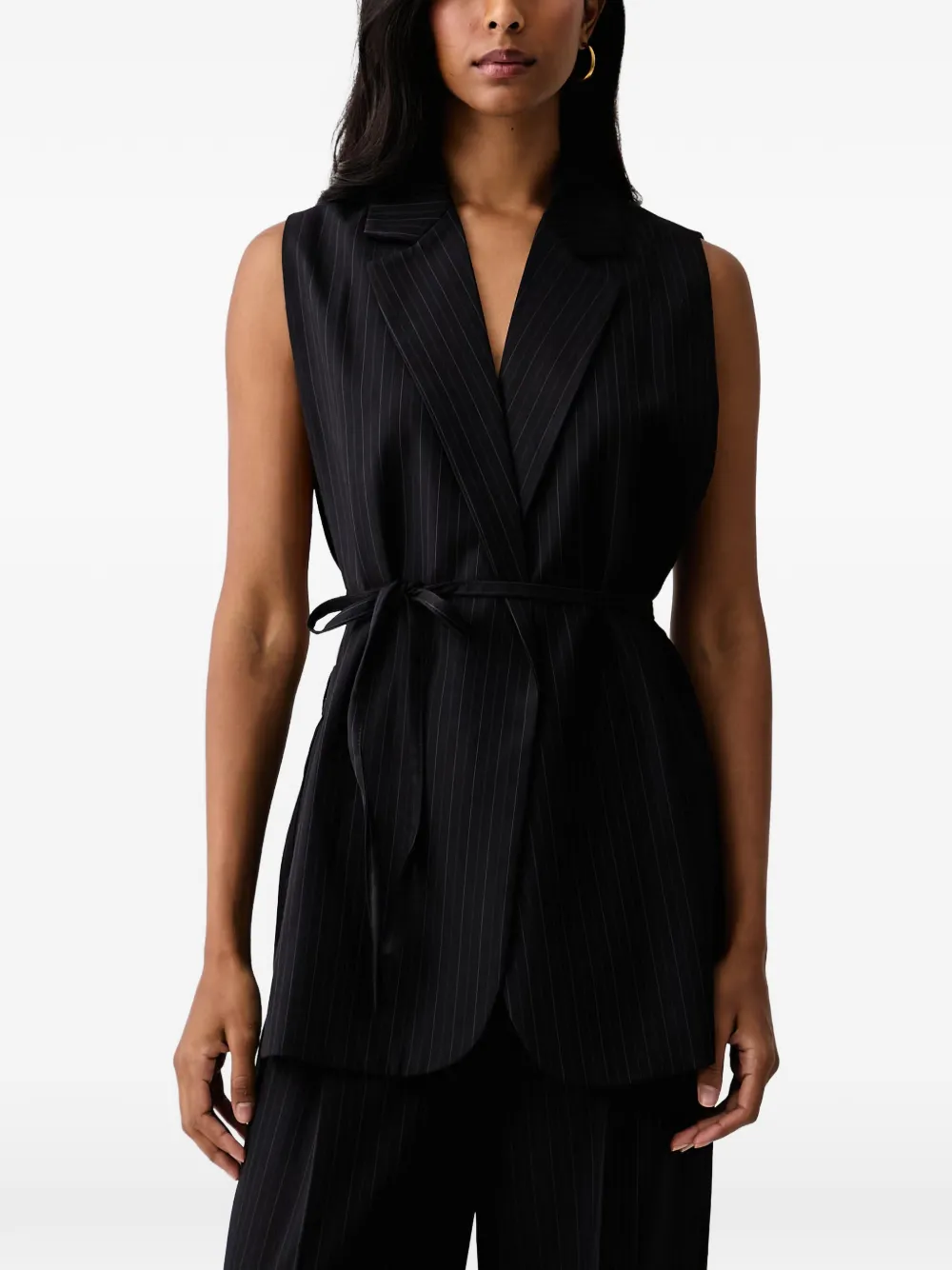 VICOLO pinstripe-pattern sleeveless top - Nero