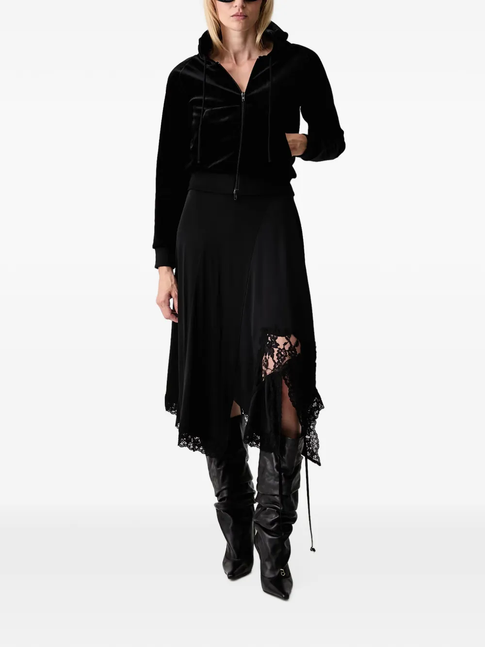 VETEMENTS Midi-rok met afwerking van kant Zwart