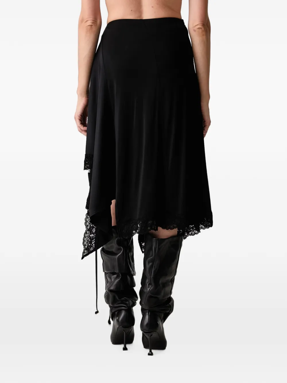 VETEMENTS Midi-rok met afwerking van kant Zwart