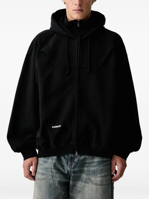 VETEMENTS upside-down logo-print zip-up hoodie