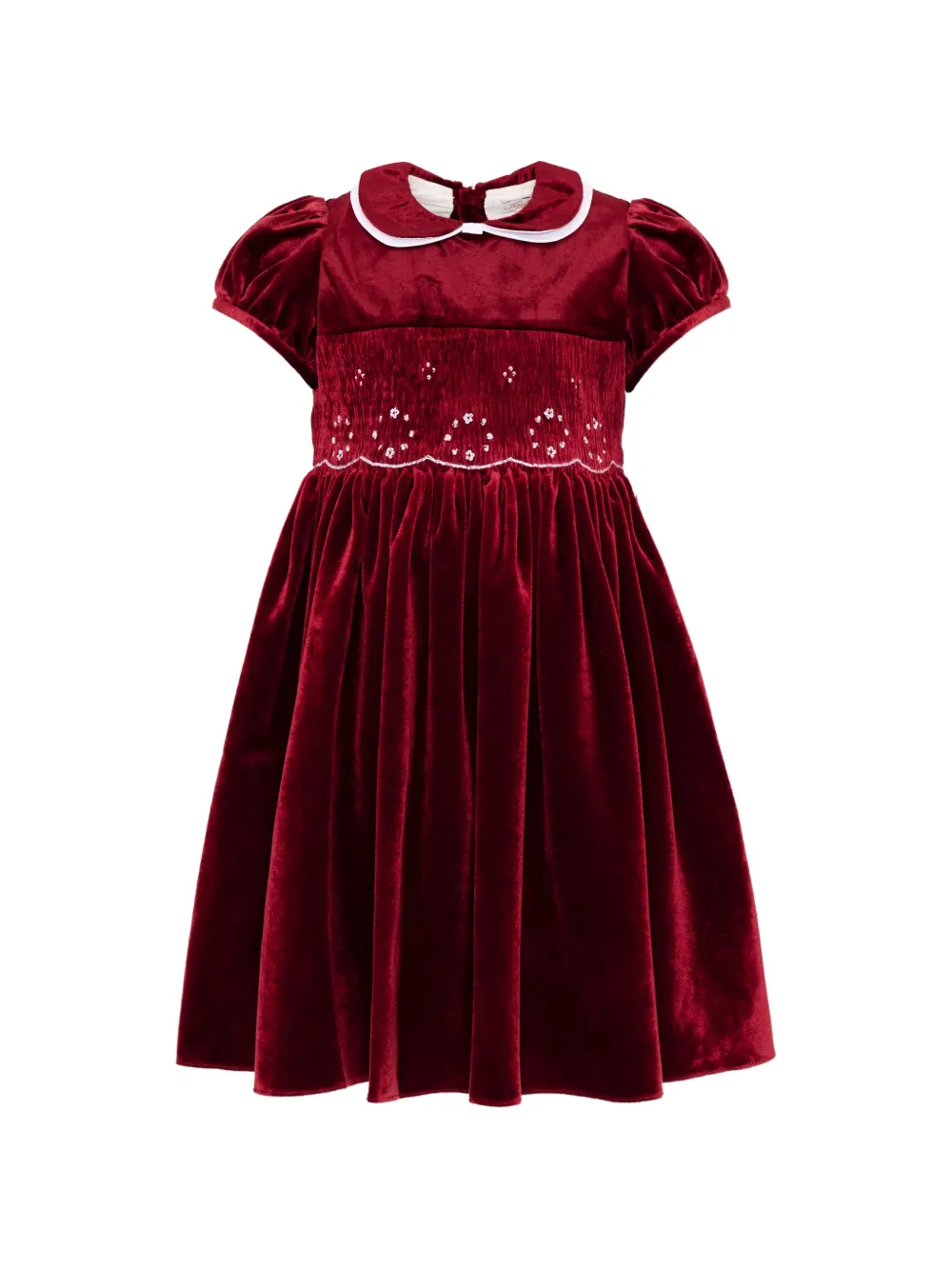 KIDIWI smocked velvet dress - Rosso
