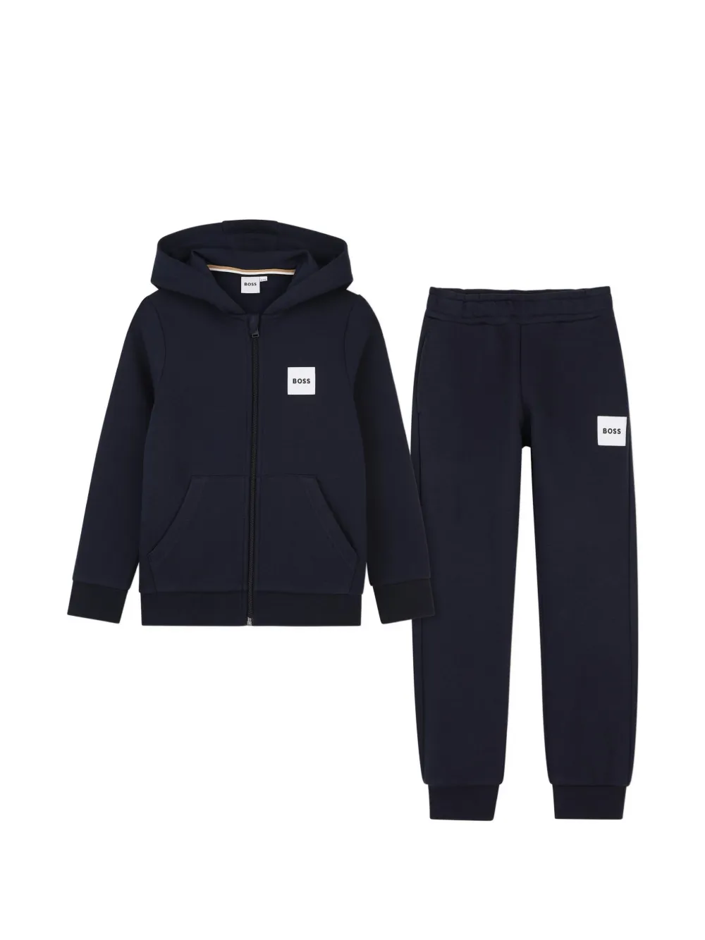BOSS Kidswear logo-patch zip-up tracksuit - Blu