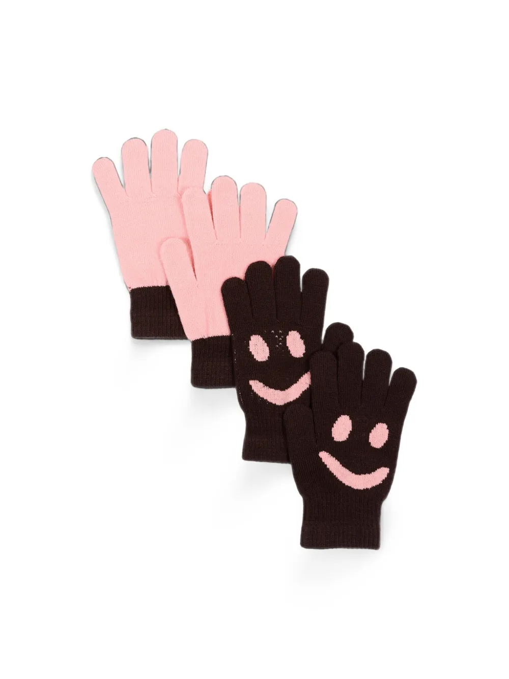 Molo Intarsiagebreide handschoenen met smiley Bruin
