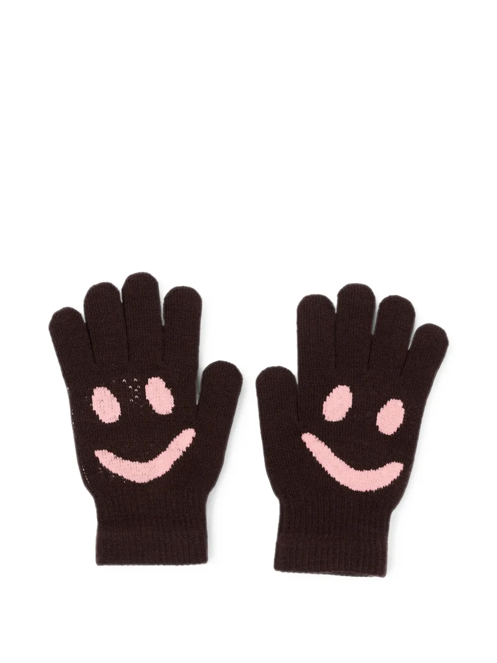 Molo Intarsiagebreide handschoenen met smiley Bruin