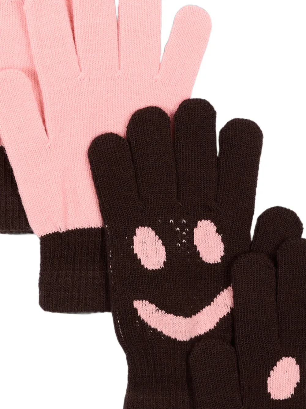 Molo Intarsiagebreide handschoenen met smiley Bruin