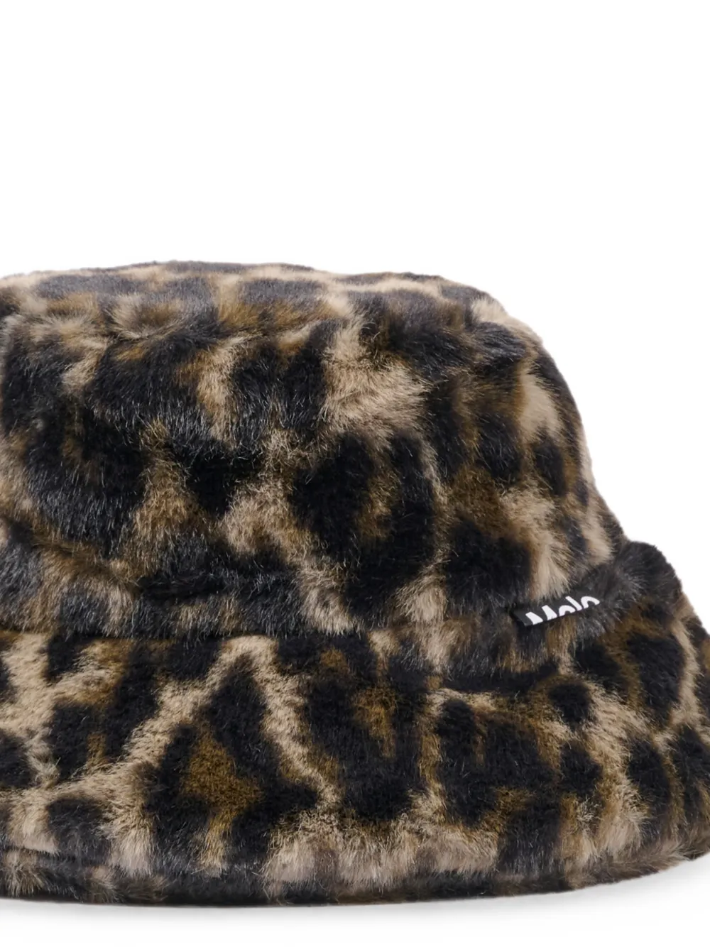 Molo Vissershoed met luipaardprint en imitatiebont Beige