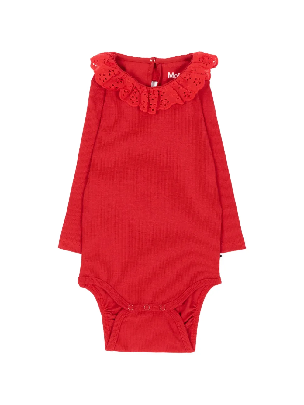 Molo ruffled broderie-anglaise bodysuit - Rosso