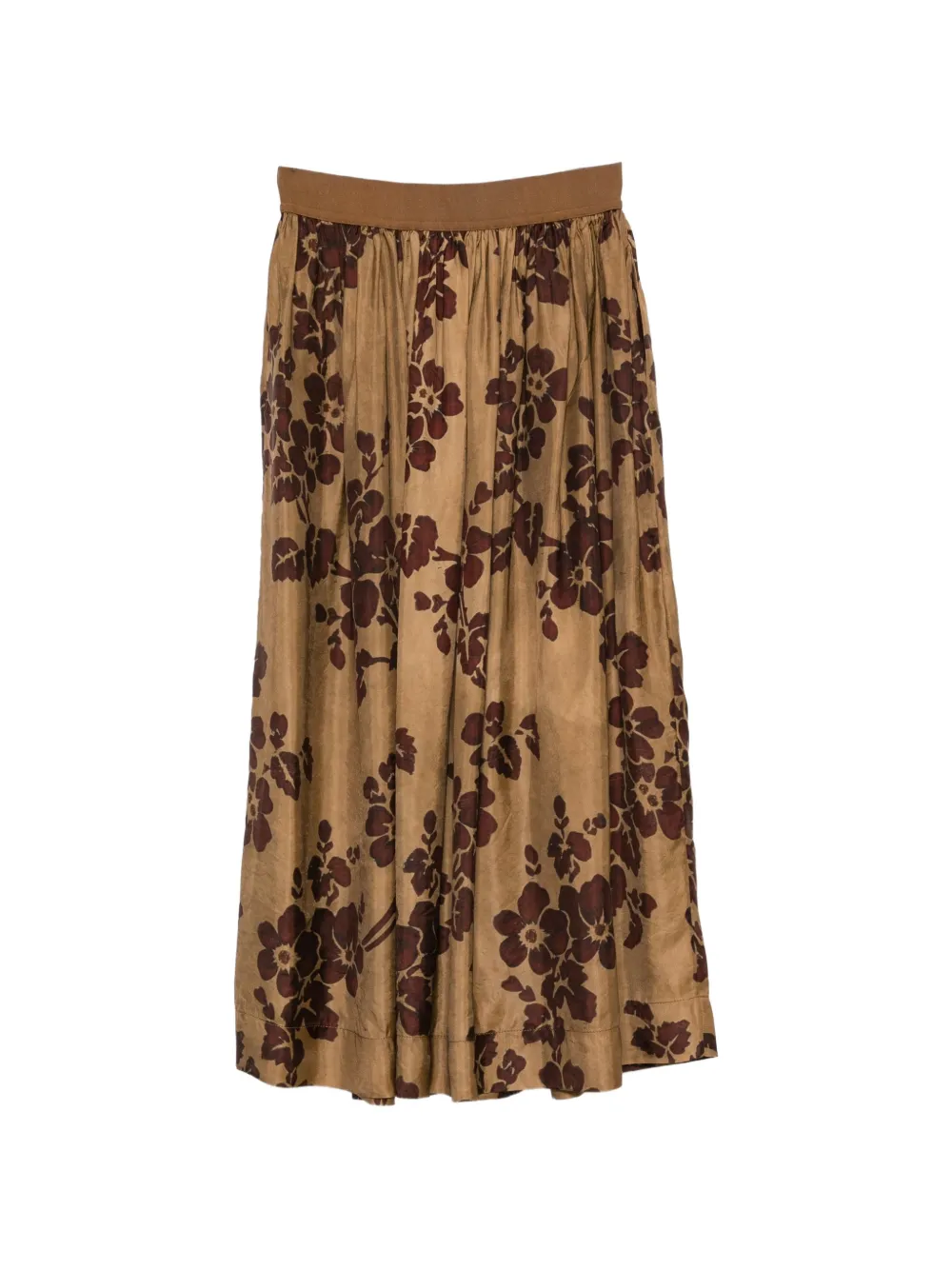 Uma Wang Gillian floral-print pleated skirt - Marron