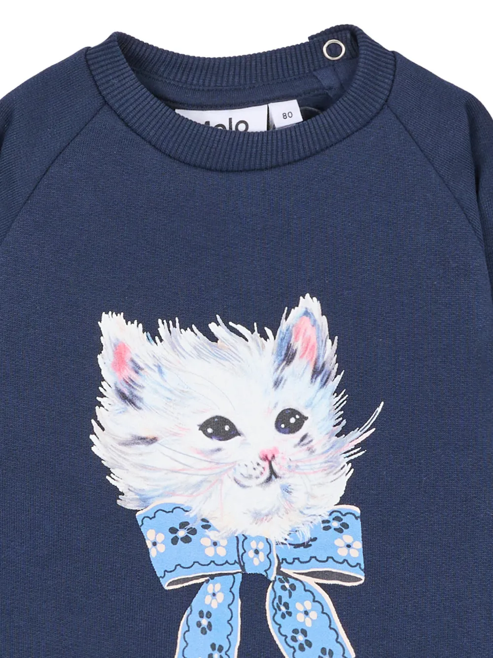 Molo Sweater met raglan mouwen en kattenprint Blauw