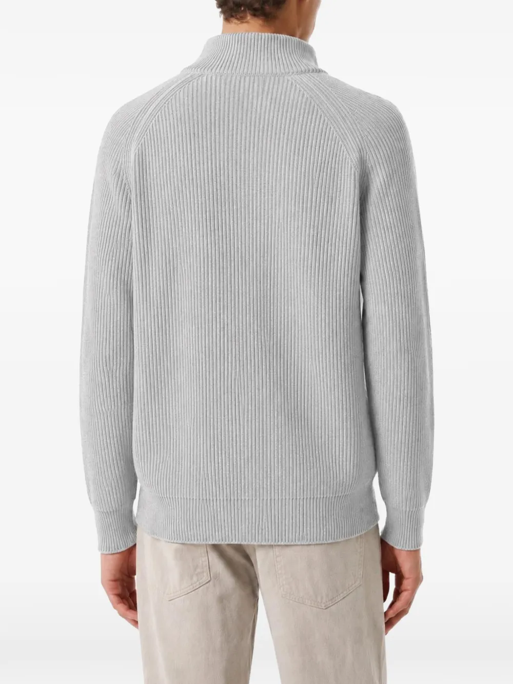 Lardini ribbed-knit zip-up cardigan Grijs
