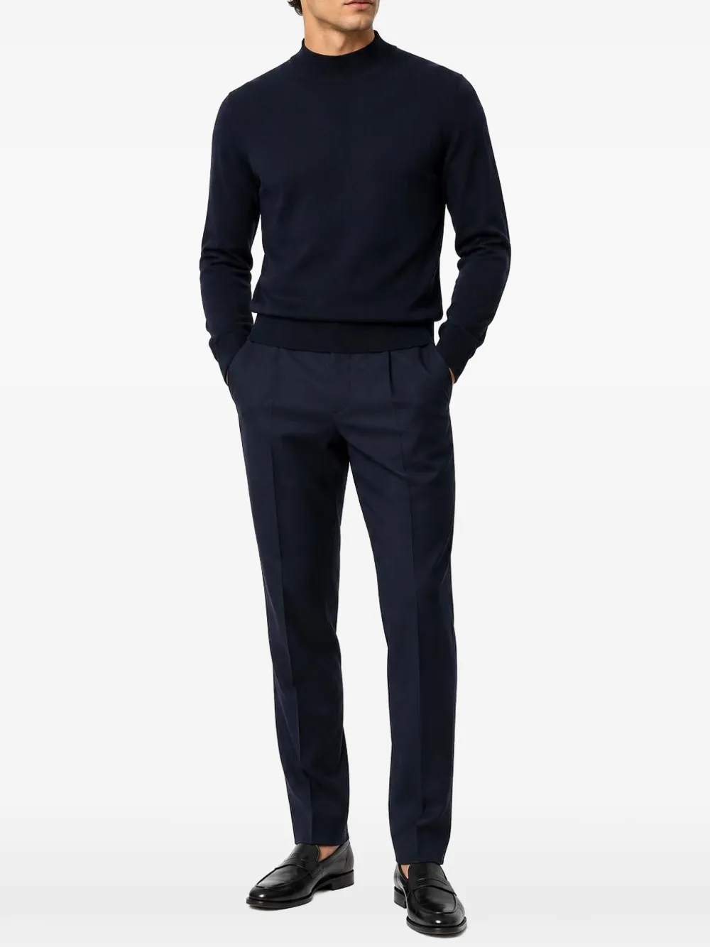 Lardini mock-neck knit sweater Blauw