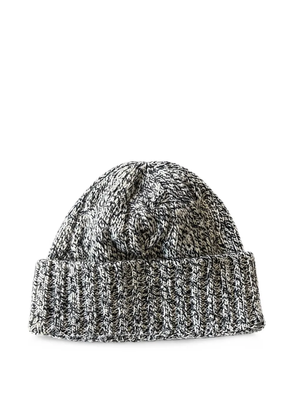 Lardini cable-knit turn-up brim beanie hat Wit