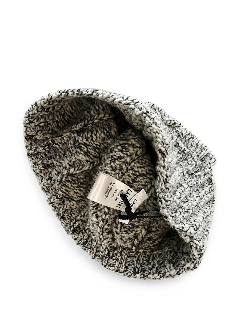 Lardini cable-knit turn-up brim beanie hat Wit