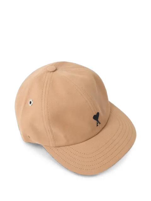 AMI Paris beige cotton cap with Ami de Coeur